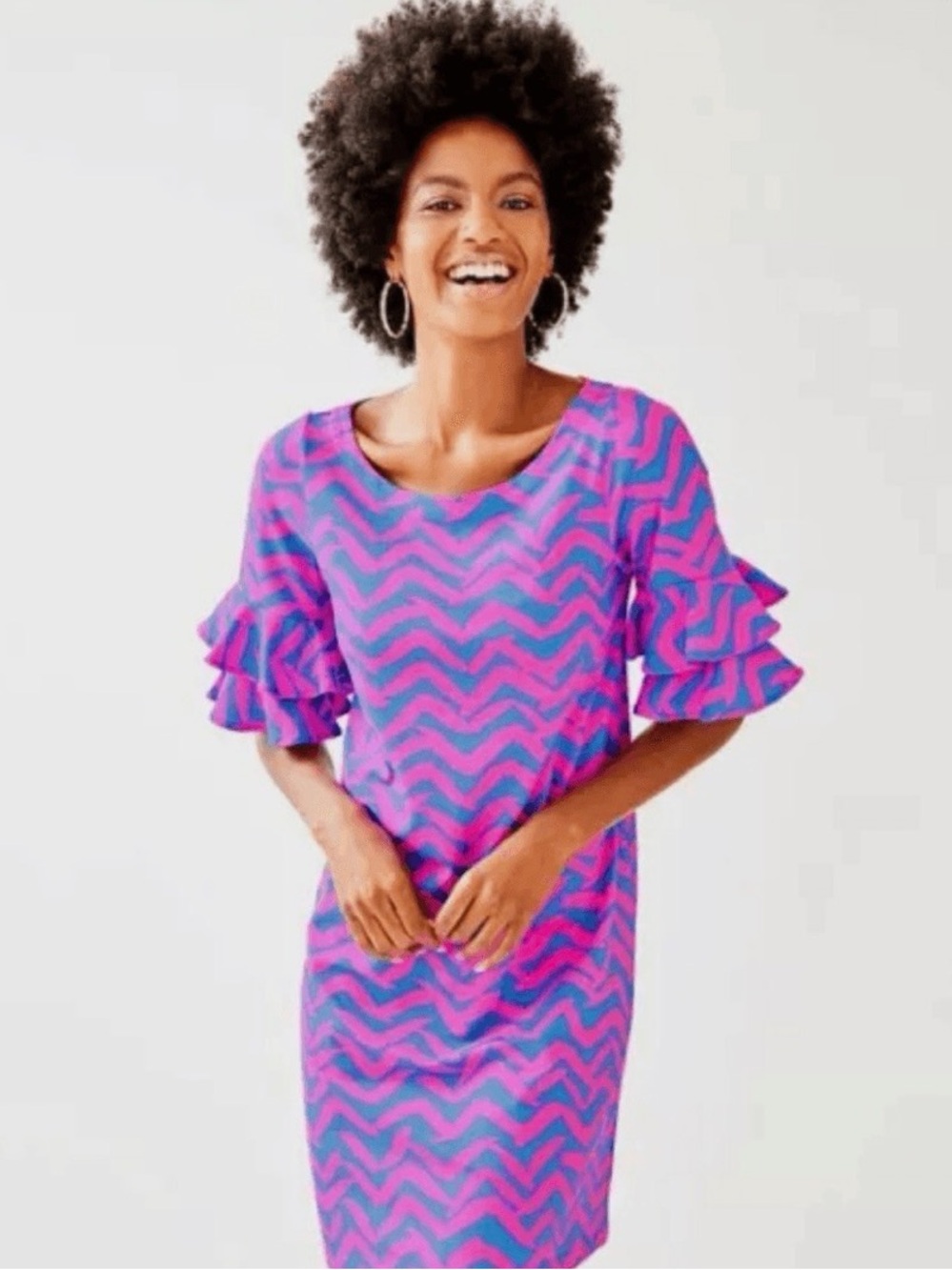 Lilly Pulitzer Pink and Blue Abstract Print Dress Medium